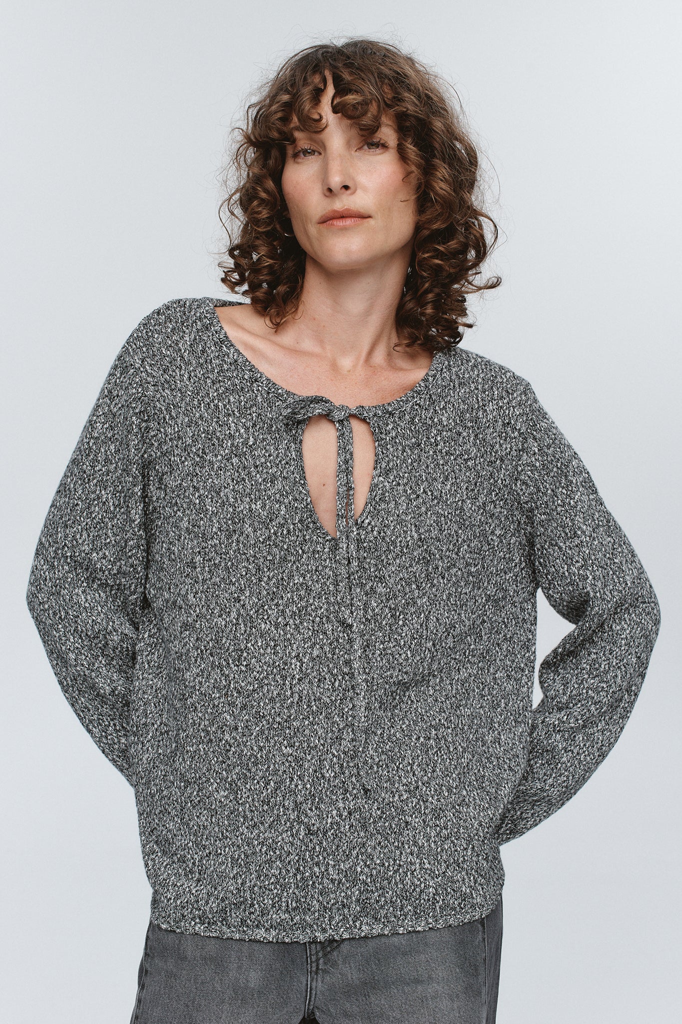 GABRIELLE JUMPER - BLACK / IVORY MELANGE