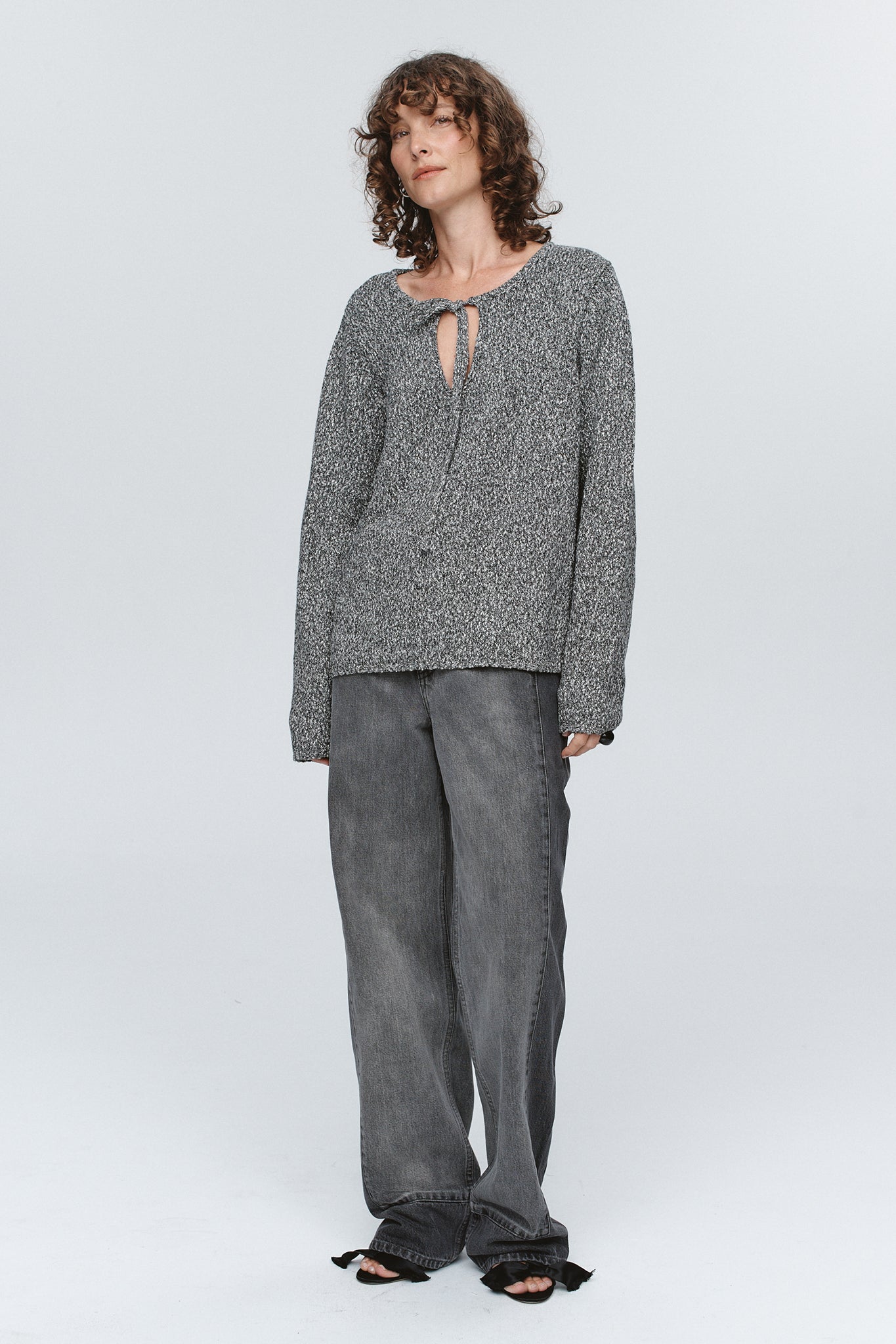 GABRIELLE JUMPER - BLACK / IVORY MELANGE