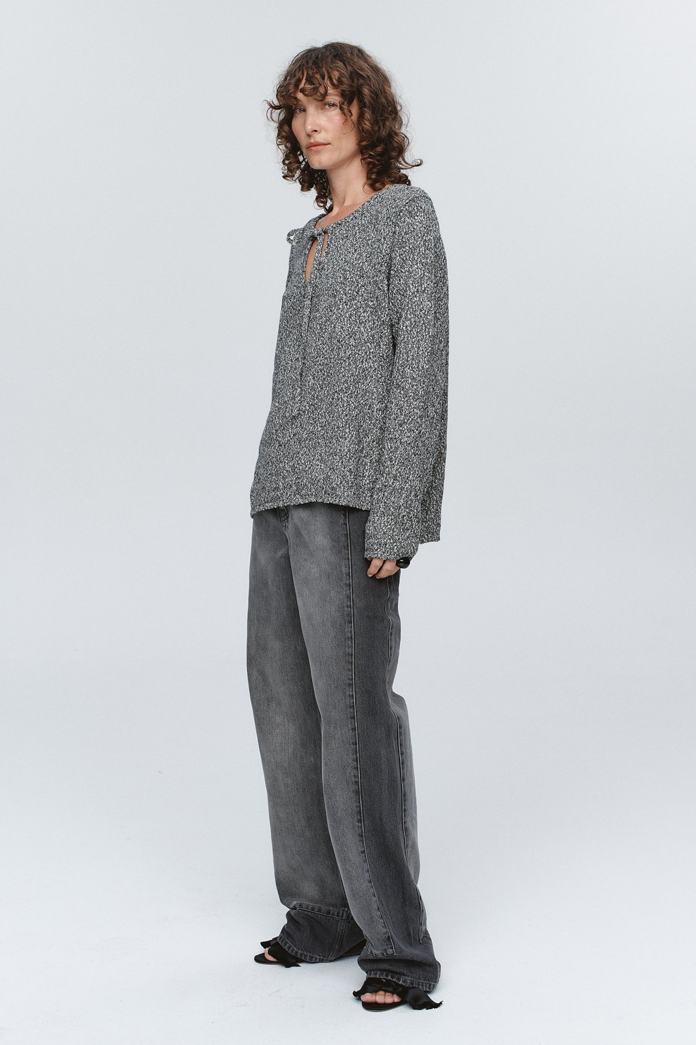 GABRIELLE JUMPER - BLACK / IVORY MELANGE