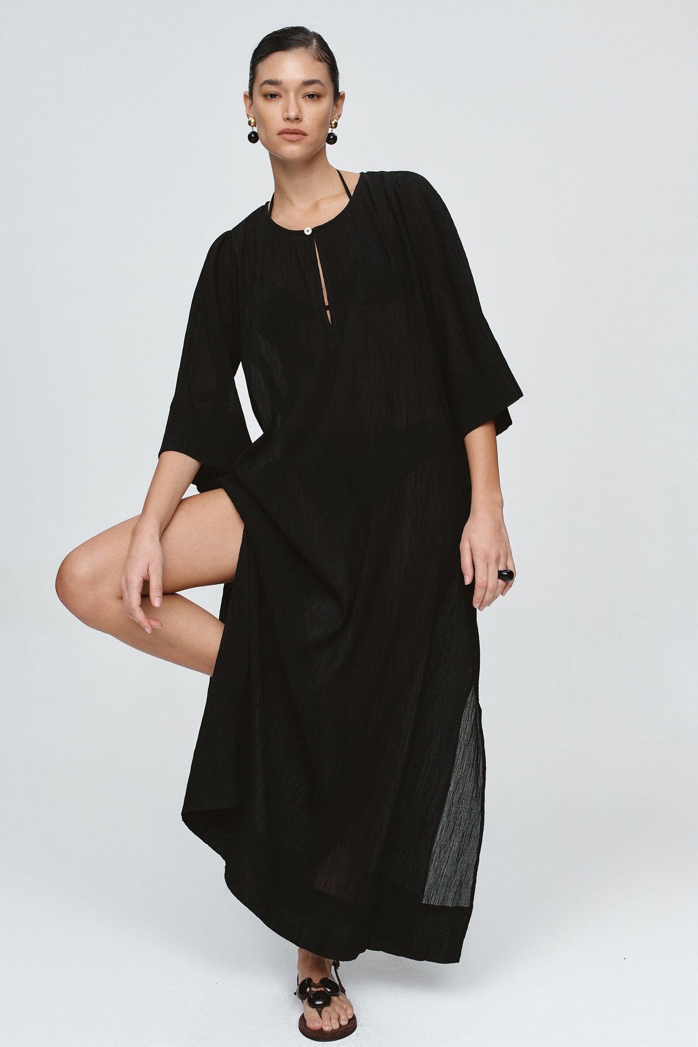 KAFTAN - BLACK CRINKLE