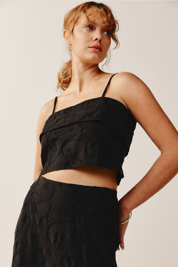ALMA TOP - BLACK EMBROIDERY
