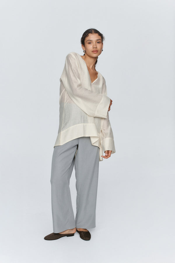 LOTTIE TOP - TEXTURED IVORY