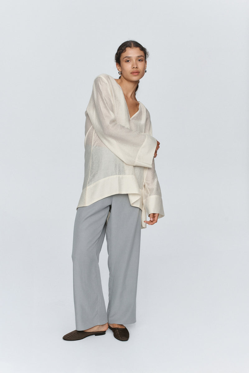 LOTTIE TOP - TEXTURED IVORY