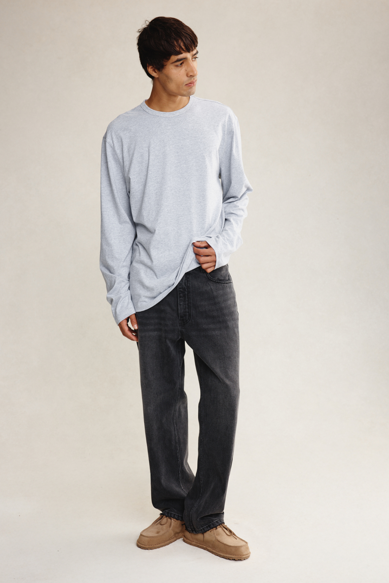 KOSTA LONG SLEEVE TEE - GREY MARLE