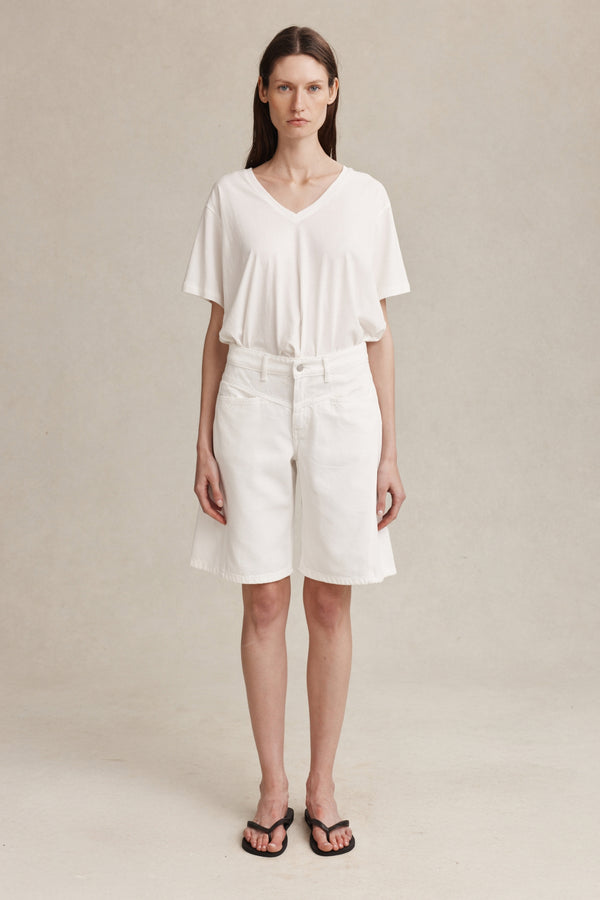 CROSS STITCH JEAN SHORT - BLANC