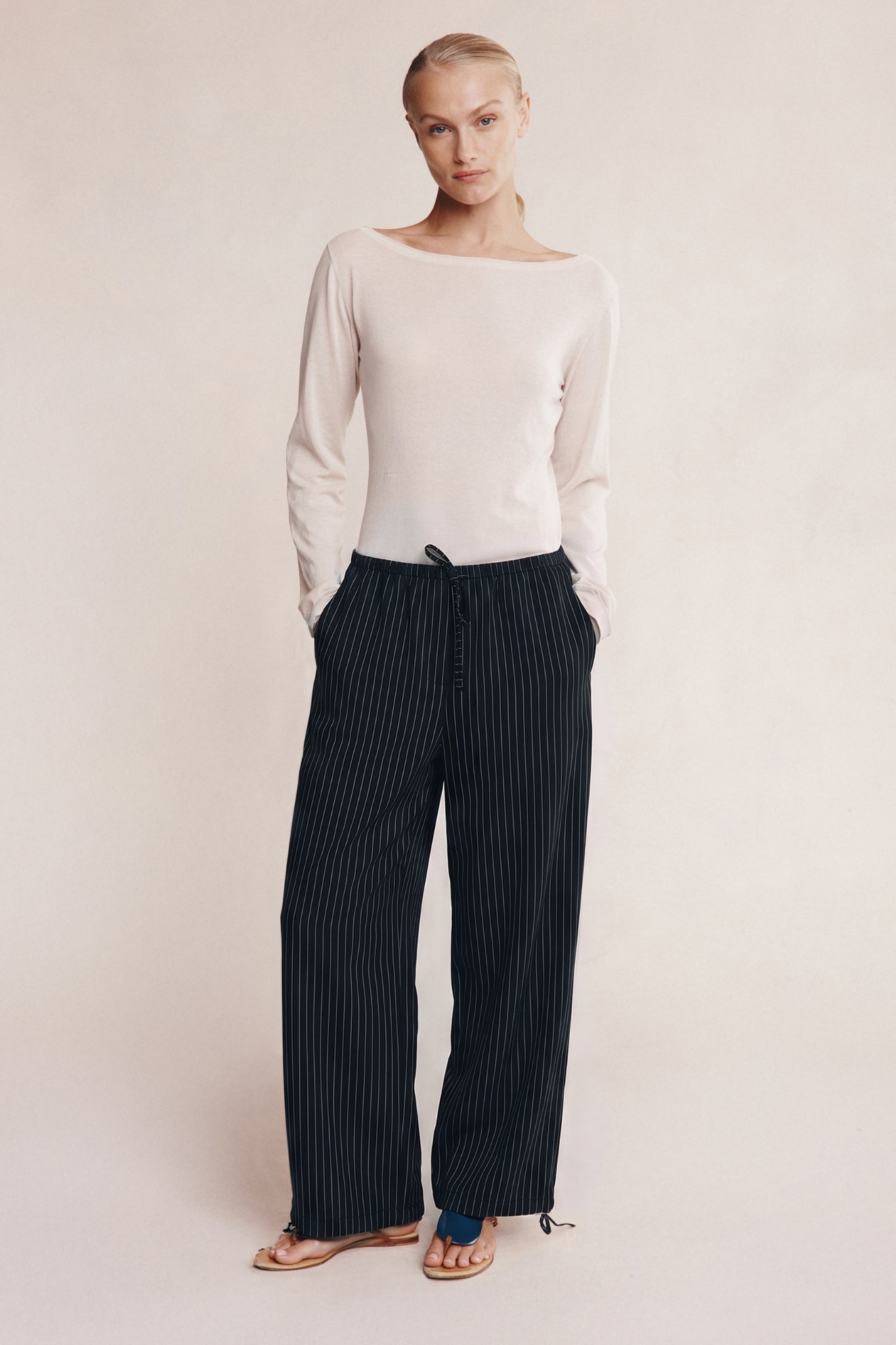 FATIMA PANT - BLACK PIN STRIPE
