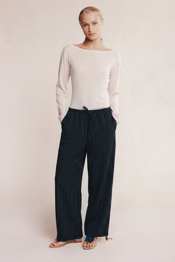 FATIMA PANT - BLACK PIN STRIPE