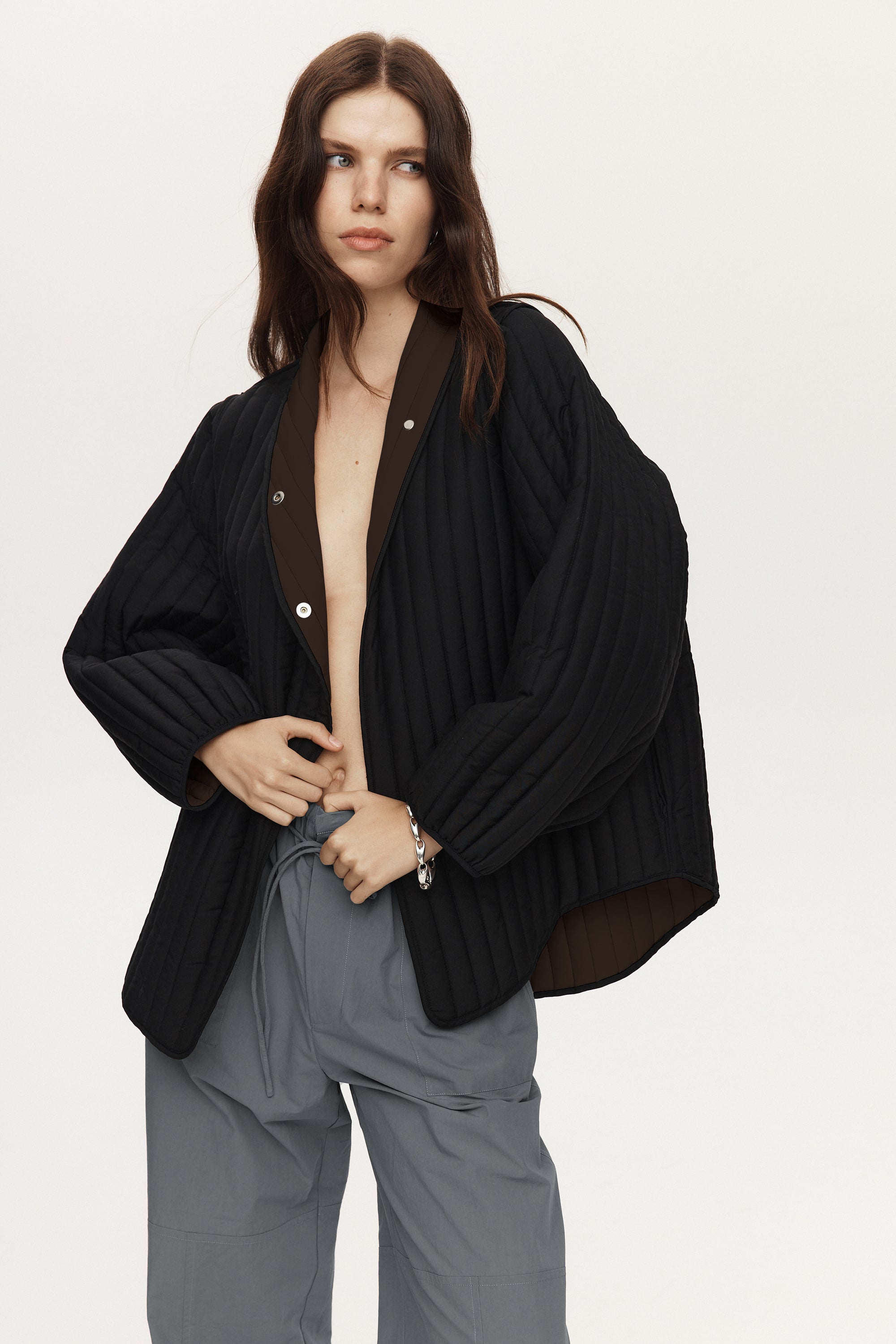 AGNES JACKET - BLACK/CHOCOLATE