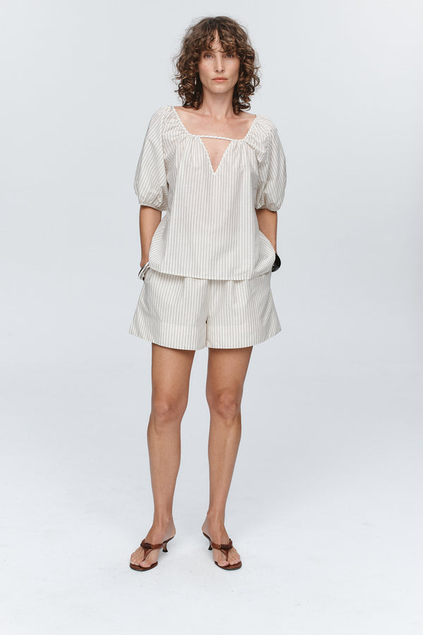 ALISA SHORT - GREY STRIPE