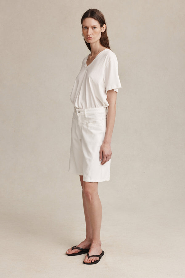CROSS STITCH JEAN SHORT - BLANC