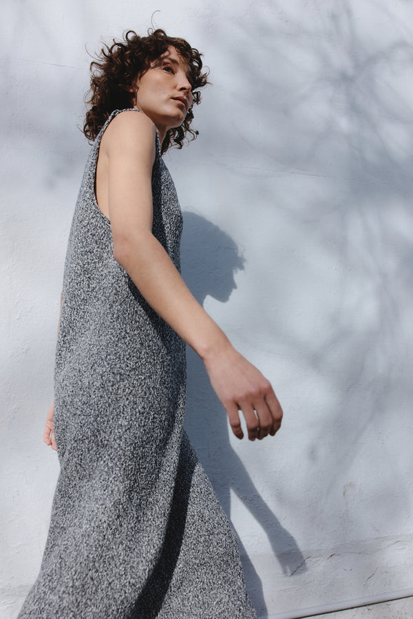 IRIS DRESS - BLACK / IVORY MELANGE
