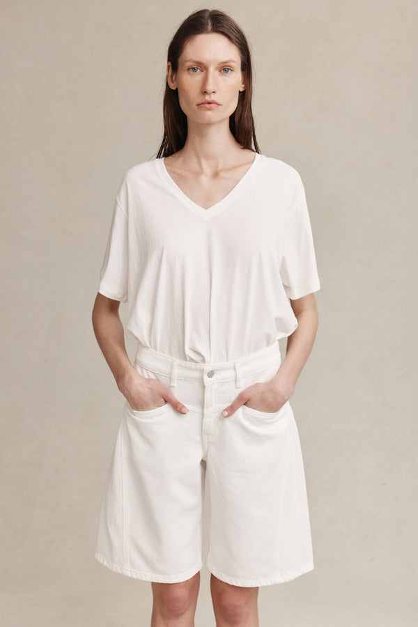 CROSS STITCH JEAN SHORT - BLANC