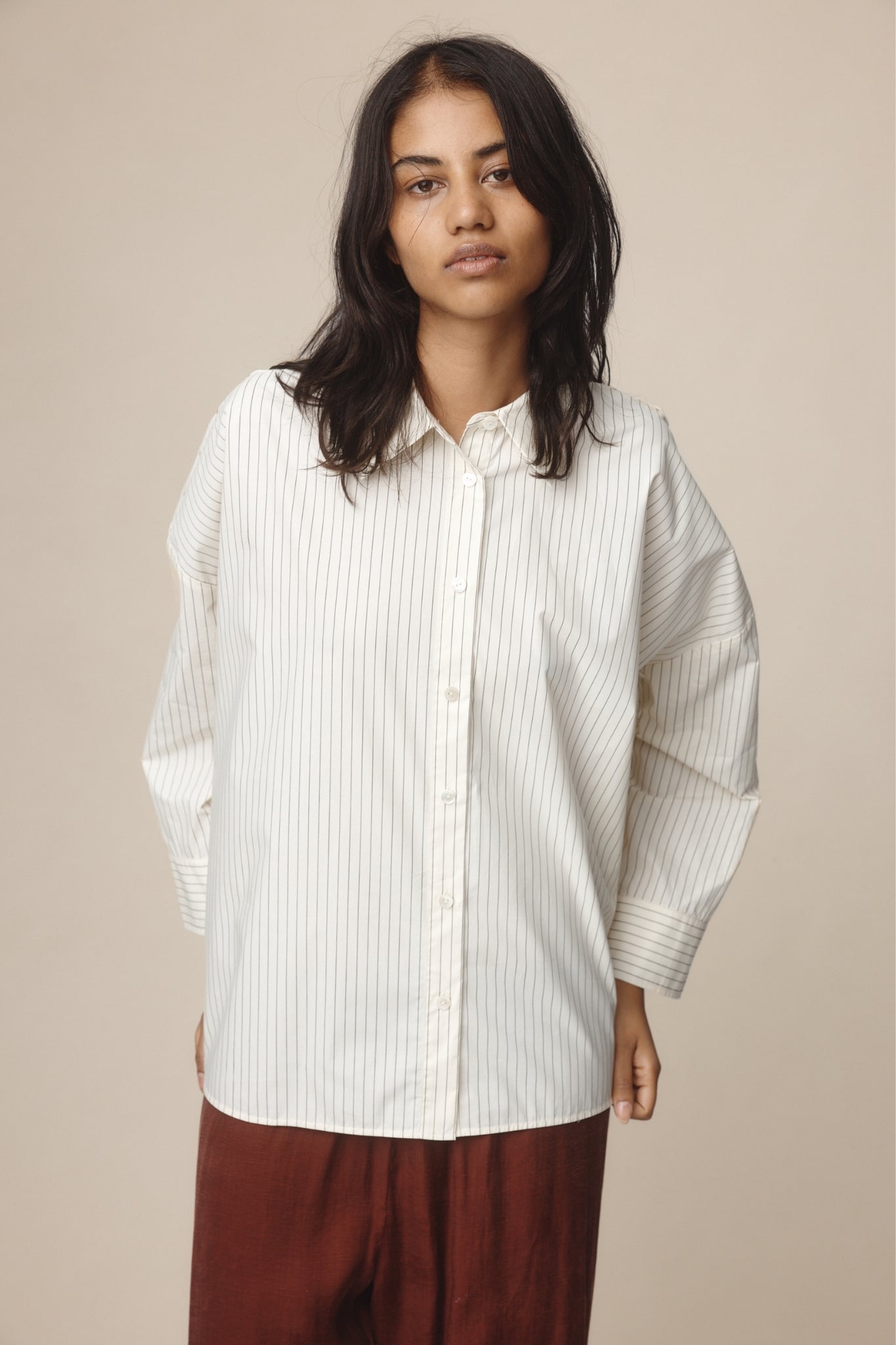 EDIE SHIRT - IVORY / BLACK STRIPE