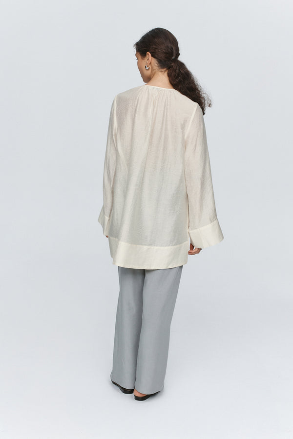 LOTTIE TOP - TEXTURED IVORY
