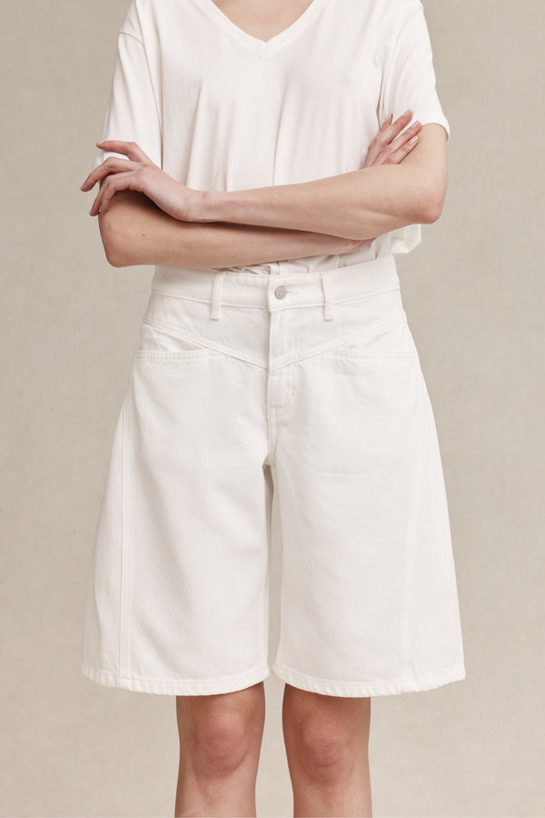 CROSS STITCH JEAN SHORT - BLANC