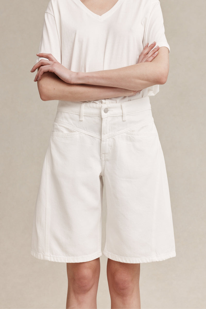CROSS STITCH JEAN SHORT - BLANC
