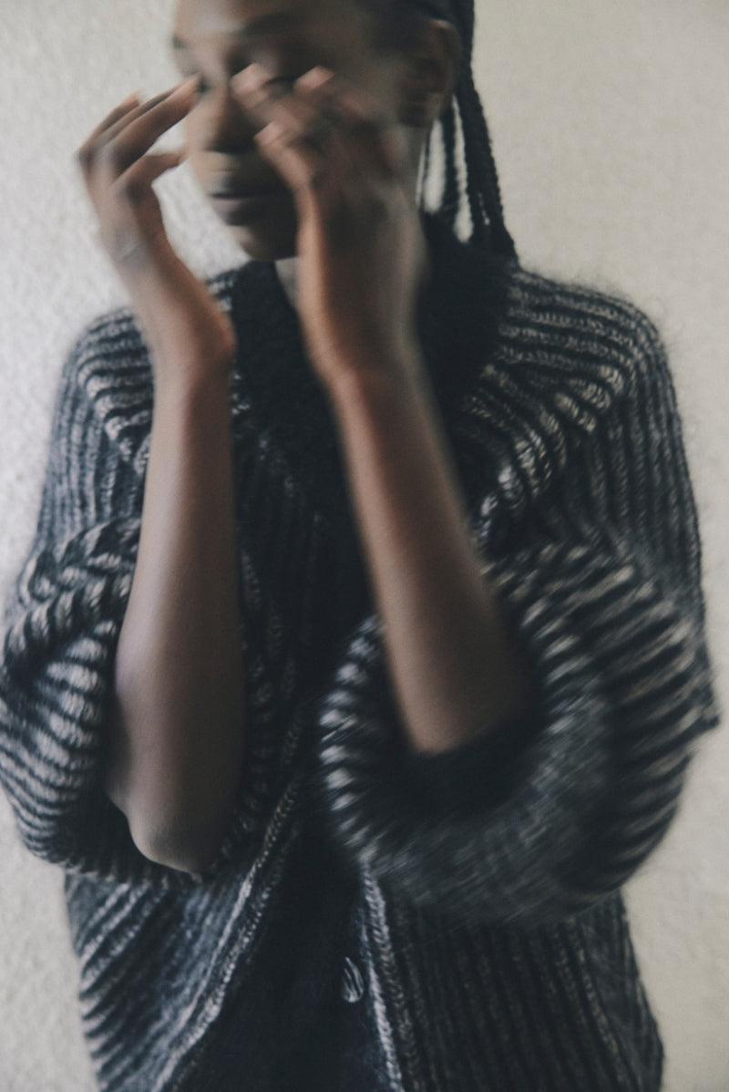 JASPER CARDIGAN - BLACK / GREIGE