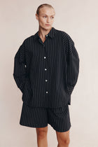MELLA SHIRT - BLACK PIN STRIPE