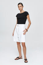 BELTED JEAN SHORT - BLANC