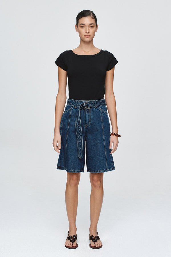 BELTED JEAN SHORT - CLASSIC BLUE