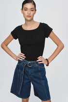 BELTED JEAN SHORT - CLASSIC BLUE