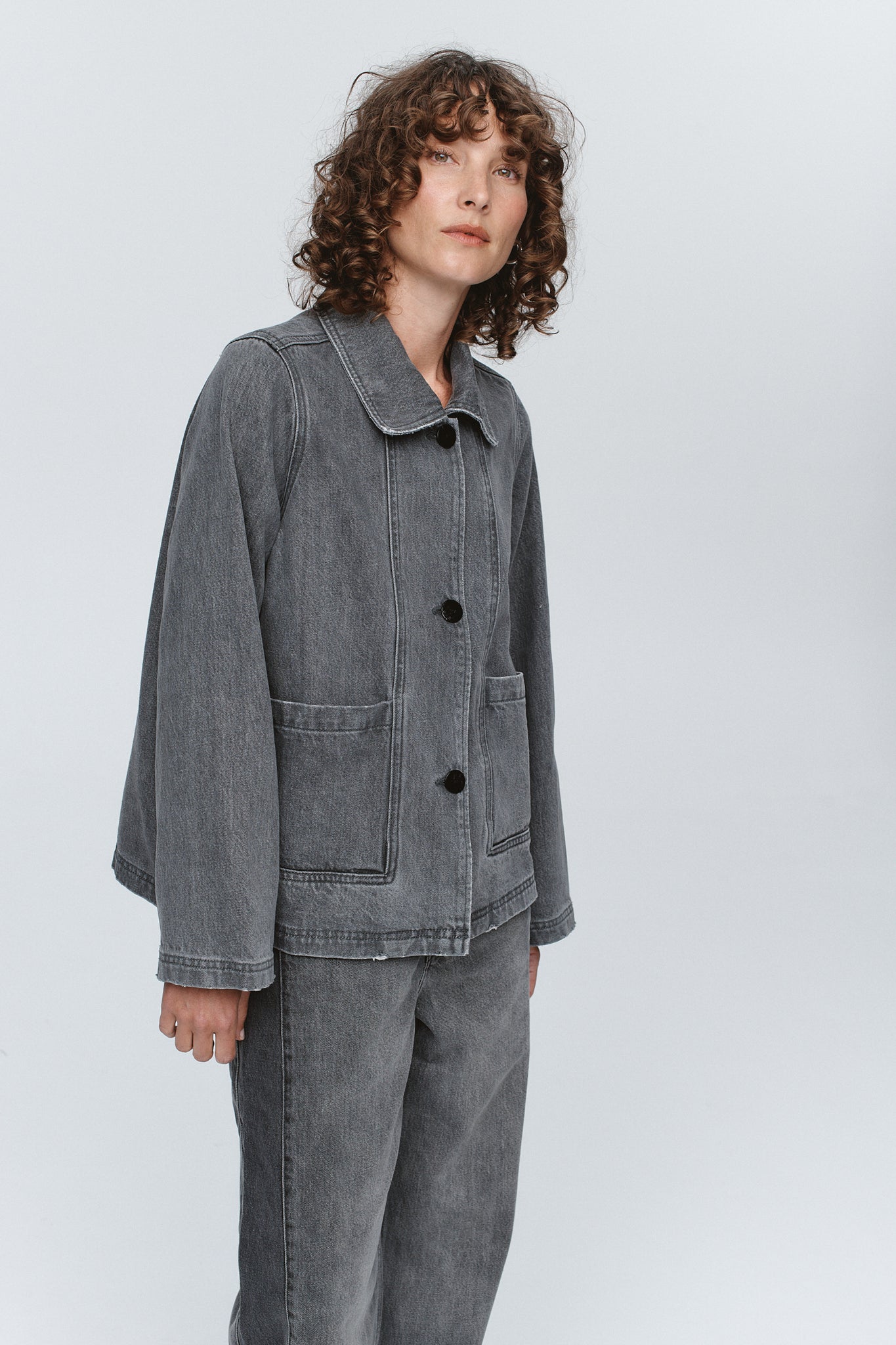CROPPED PEA JACKET - STONE