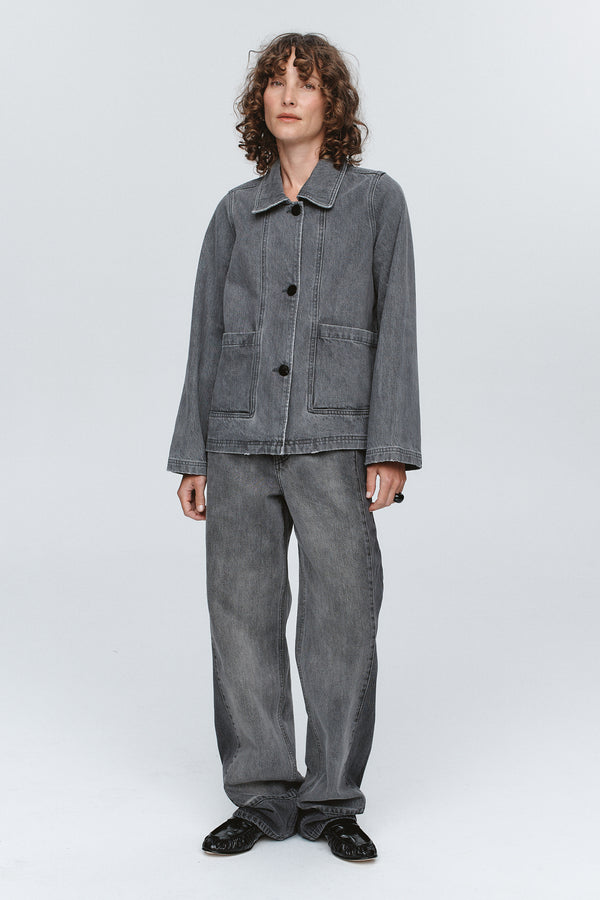 CROPPED PEA JACKET - STONE