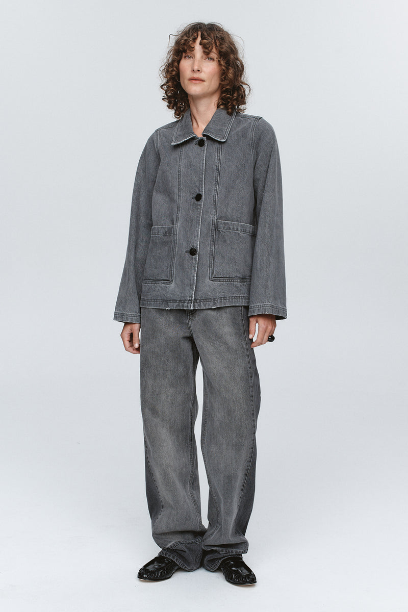 CROPPED PEA JACKET - STONE