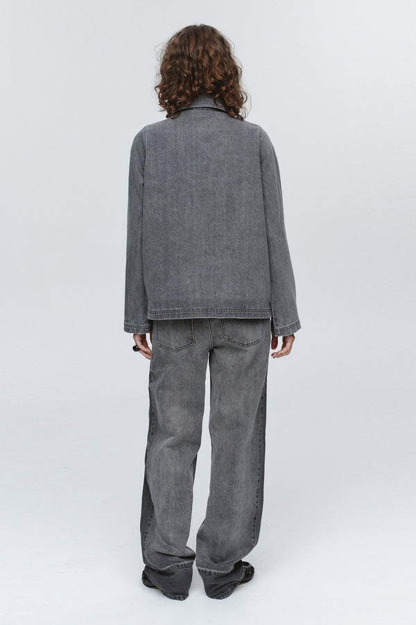 CROPPED PEA JACKET - STONE