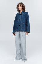 CROPPED PEA JACKET - WASHED INDIGO