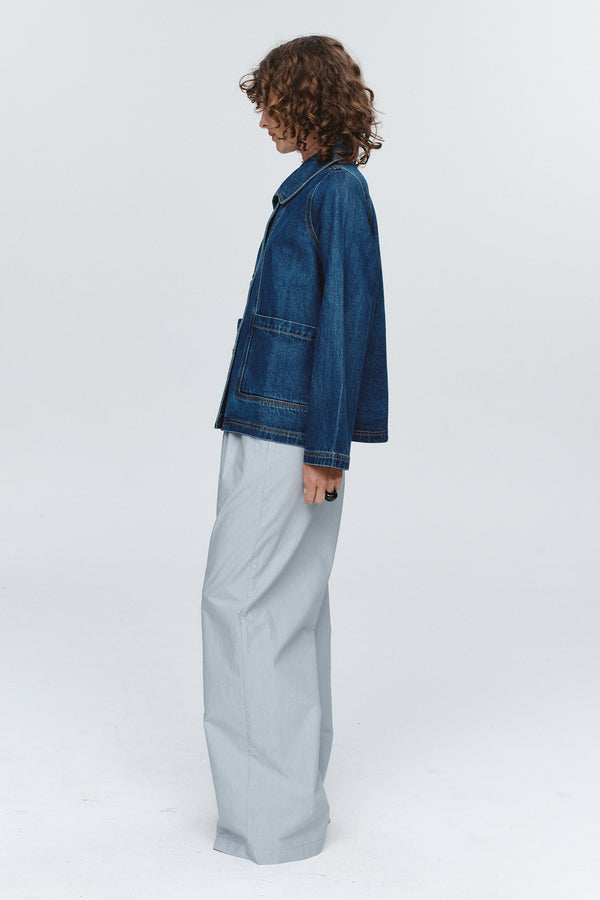 CROPPED PEA JACKET - WASHED INDIGO