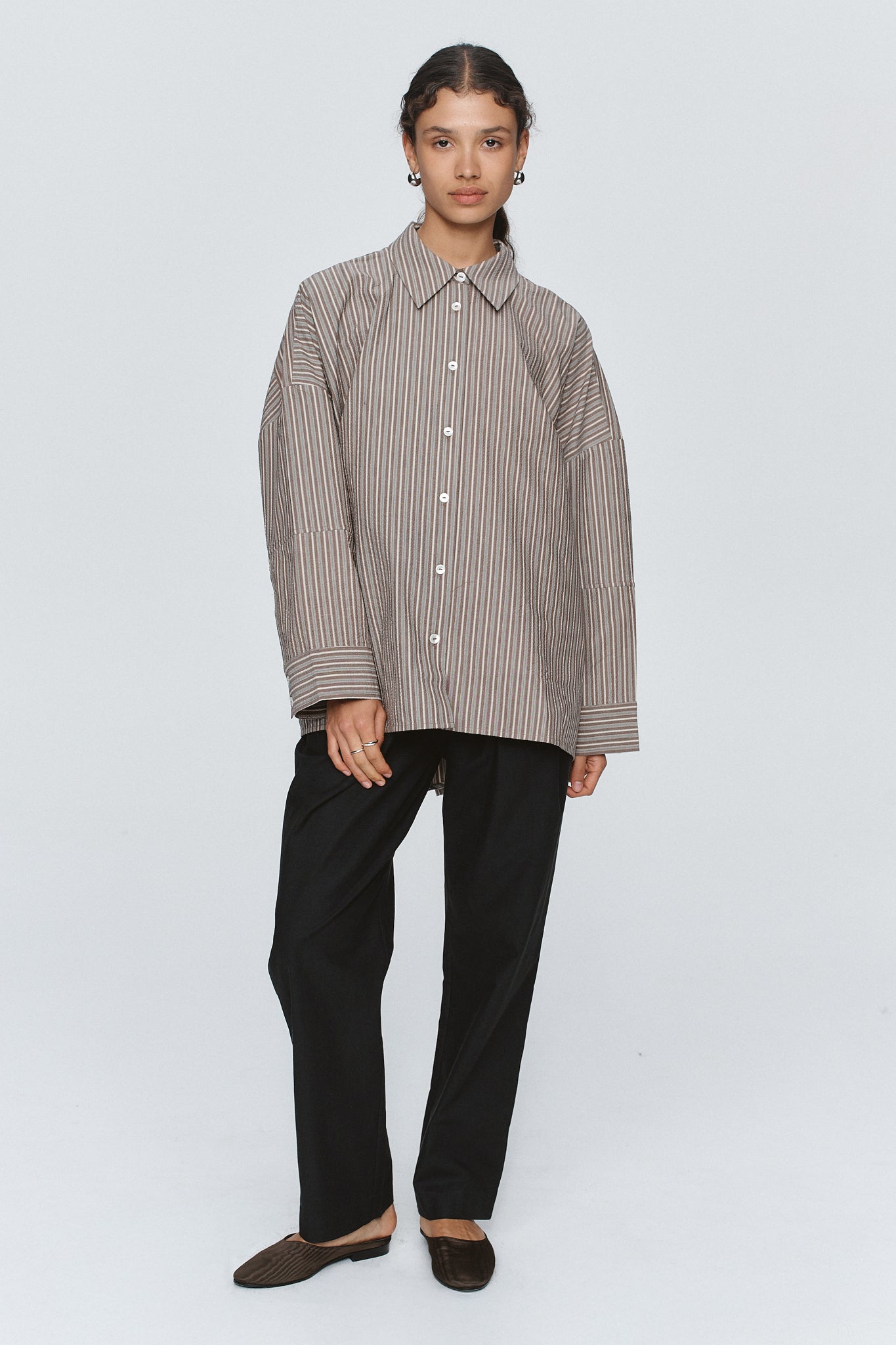 EDIE SHIRT - CHOCOLATE STRIPE