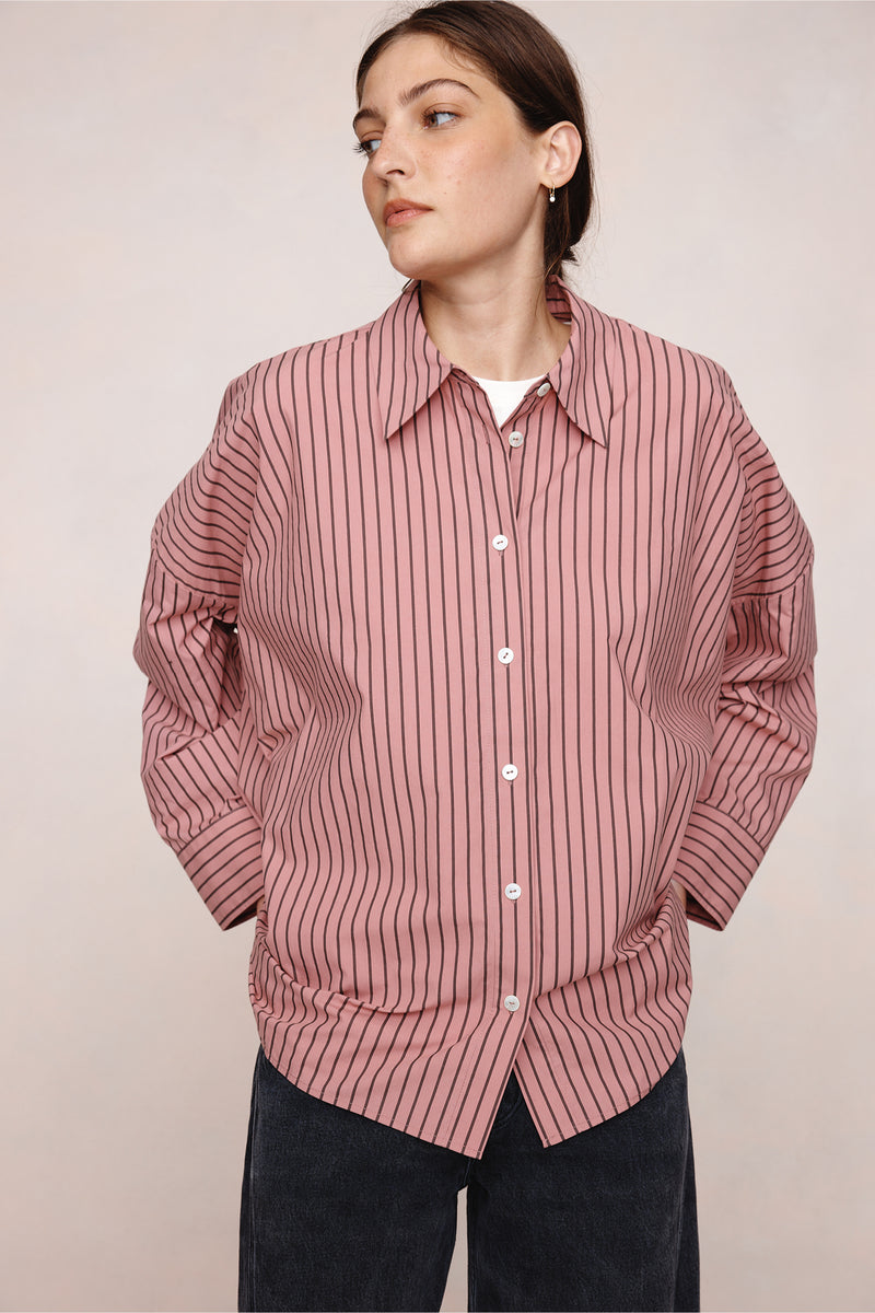 EDIE SHIRT - ROSEWOOD STRIPE