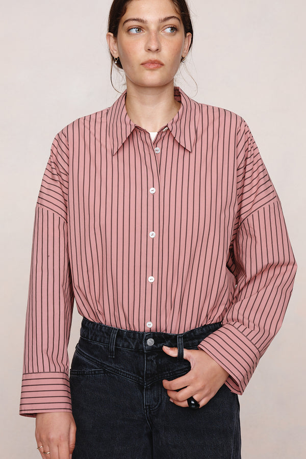 EDIE SHIRT - ROSEWOOD STRIPE