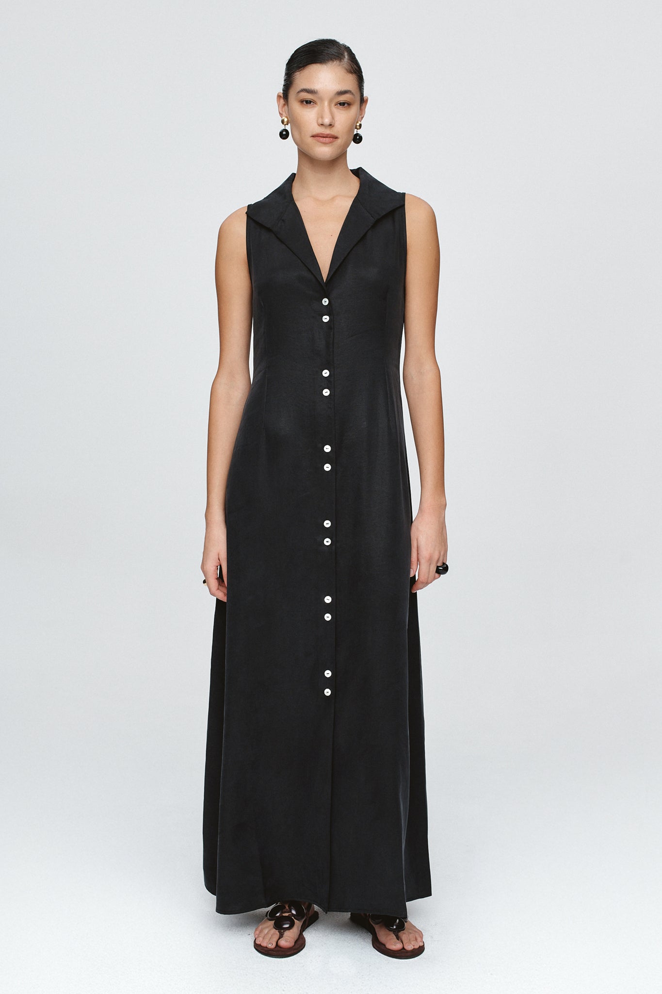 FOUNDATIONS SLEEVELESS DRESS - BLACK