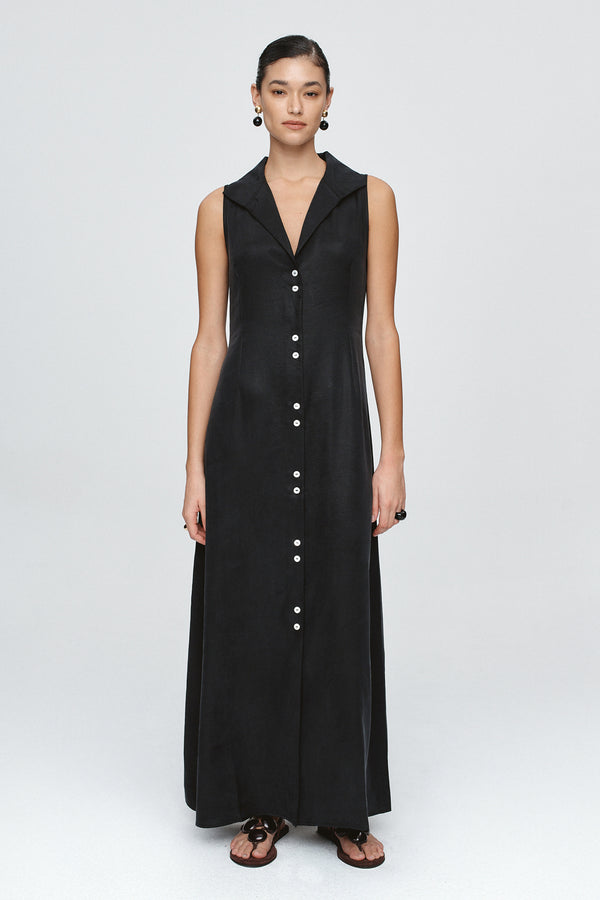 FOUNDATIONS SLEEVELESS DRESS - BLACK
