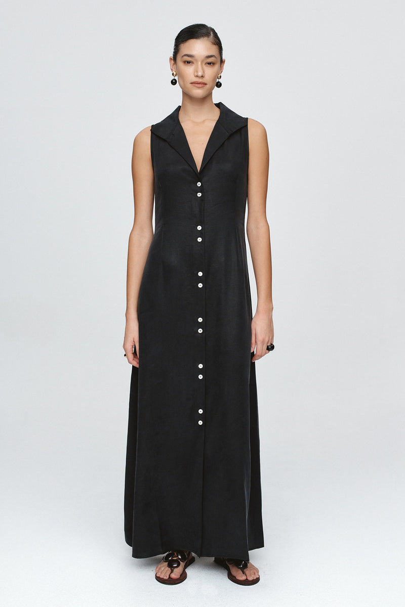 FOUNDATIONS SLEEVELESS DRESS - BLACK