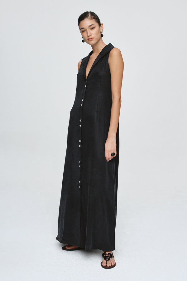FOUNDATIONS SLEEVELESS DRESS - BLACK