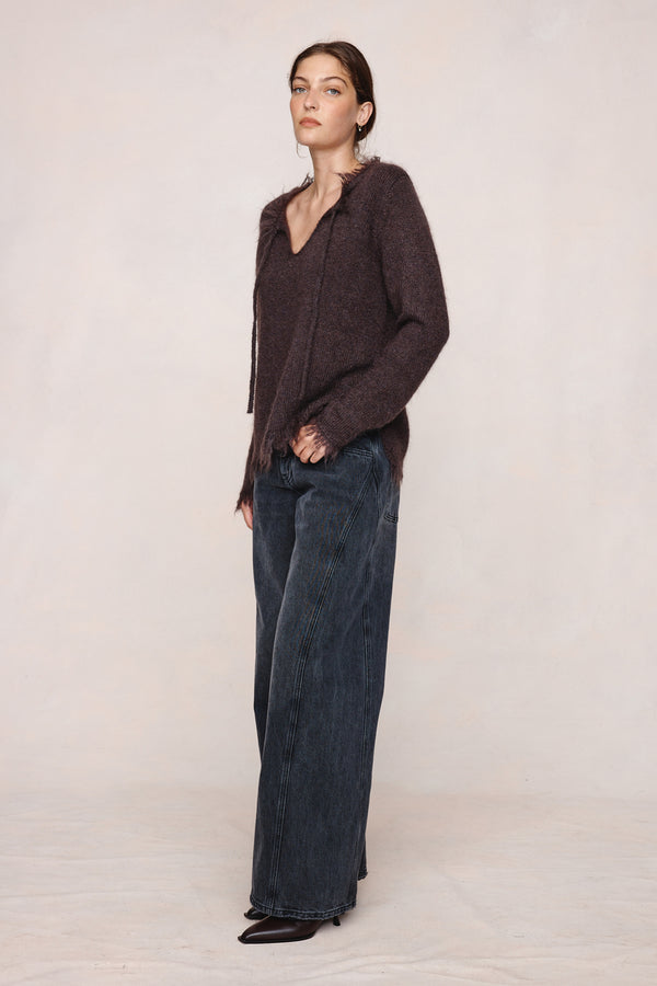 FRAYED GABRIELLE JUMPER - TAPENADE