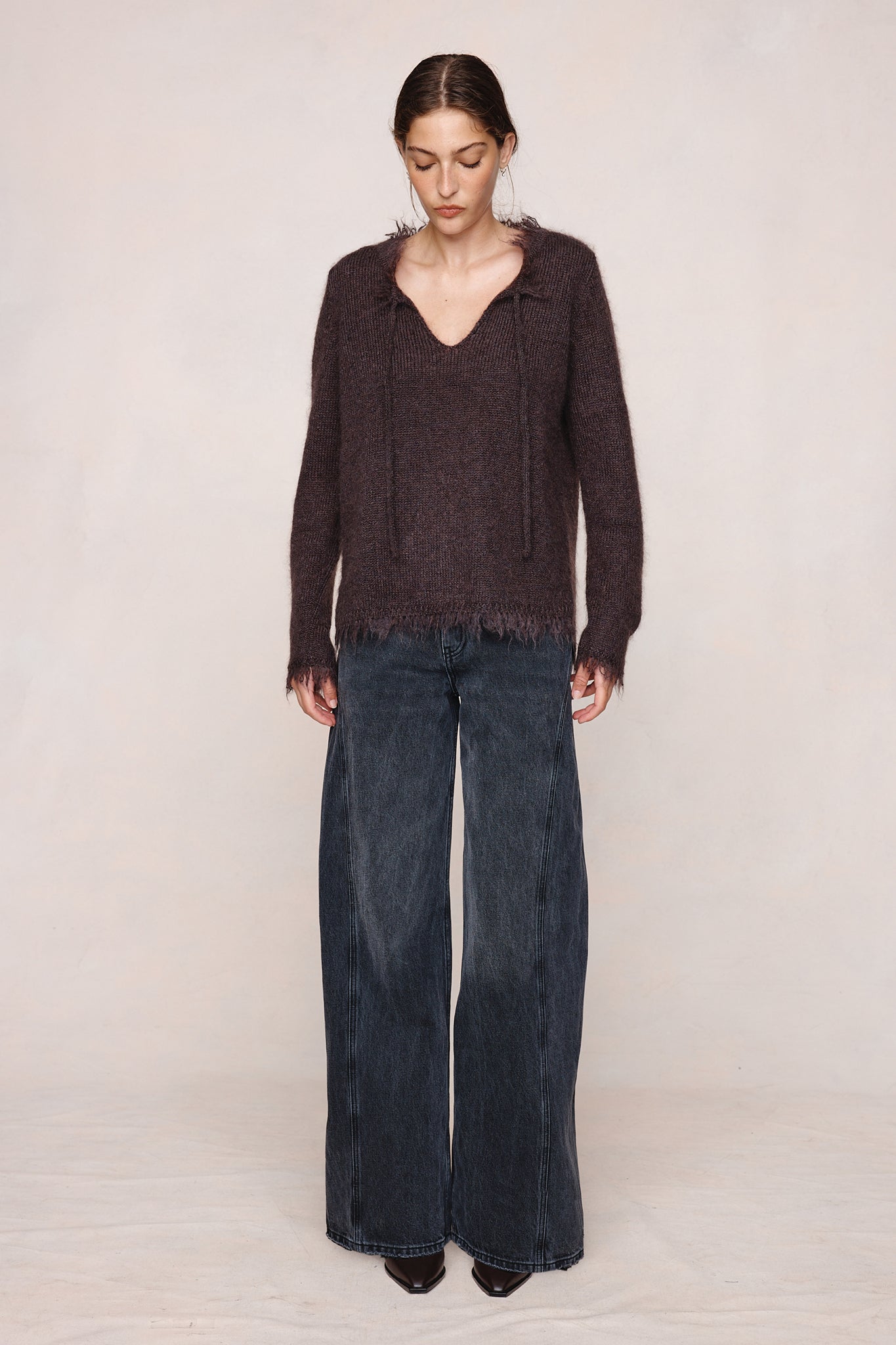 FRAYED GABRIELLE JUMPER - TAPENADE