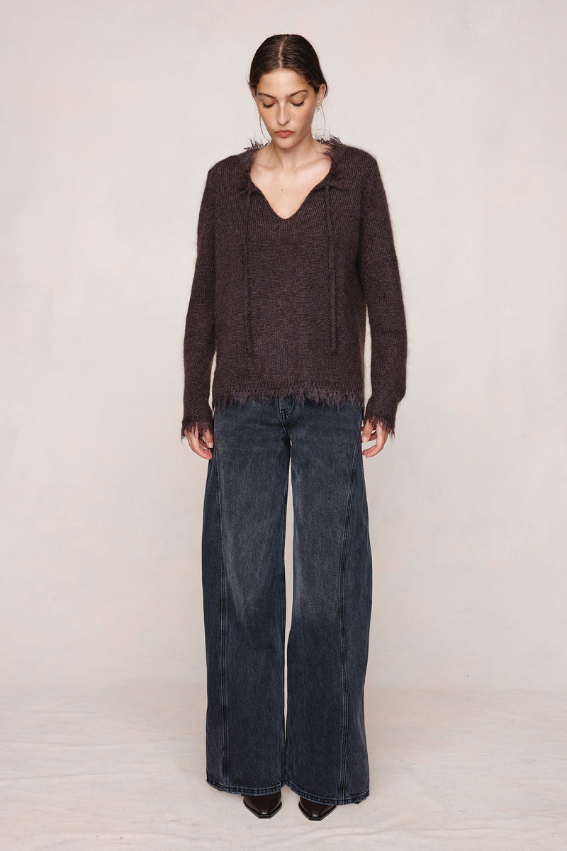 FRAYED GABRIELLE JUMPER - TAPENADE