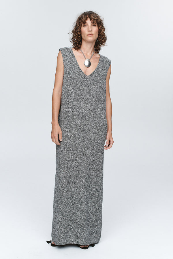 IRIS DRESS - BLACK / IVORY MELANGE