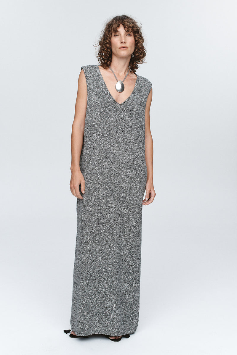 IRIS DRESS - BLACK / IVORY MELANGE