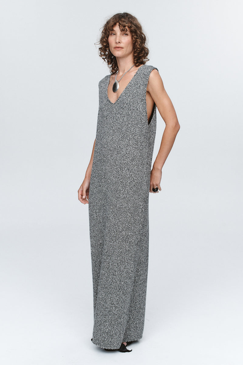 IRIS DRESS - BLACK / IVORY MELANGE