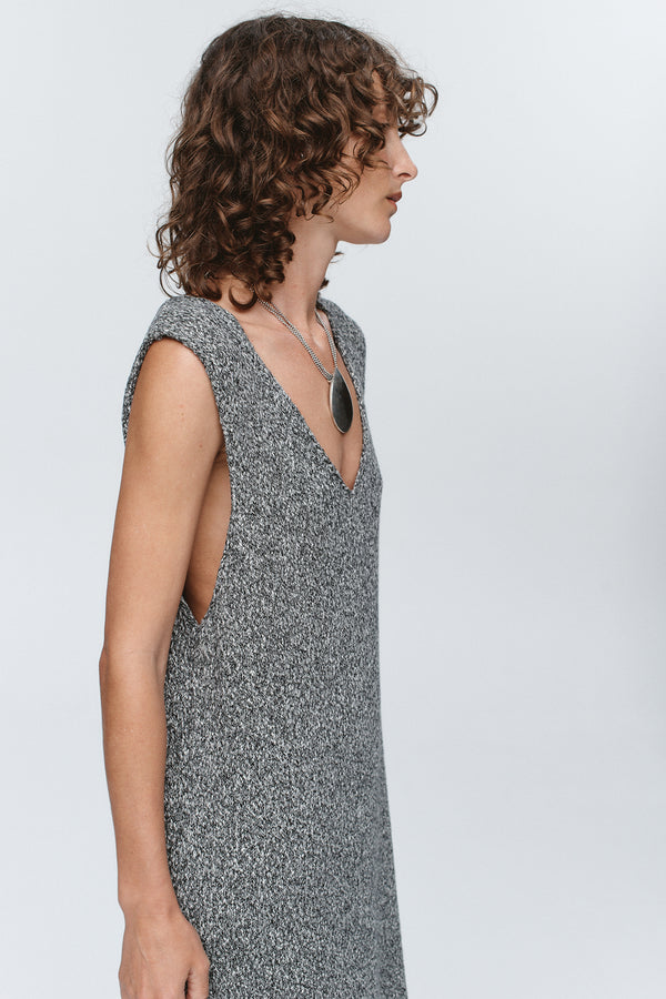 IRIS DRESS - BLACK / IVORY MELANGE