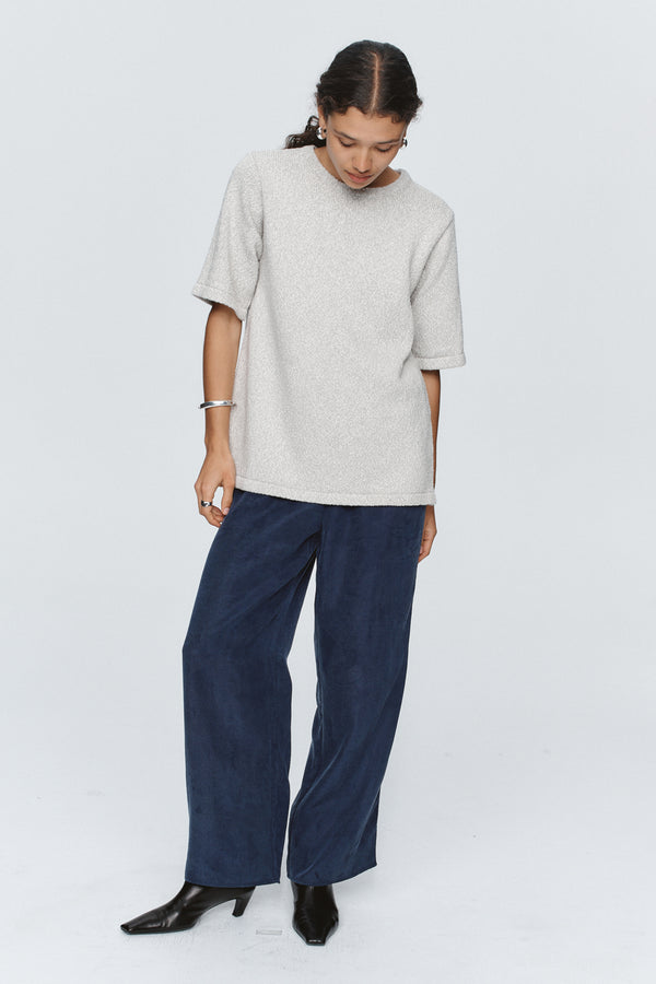 KENNA  KNIT TEE - GREY MARLE