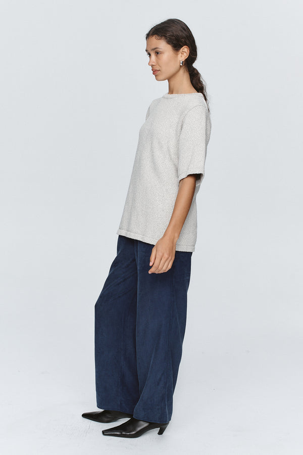 KENNA  KNIT TEE - GREY MARLE
