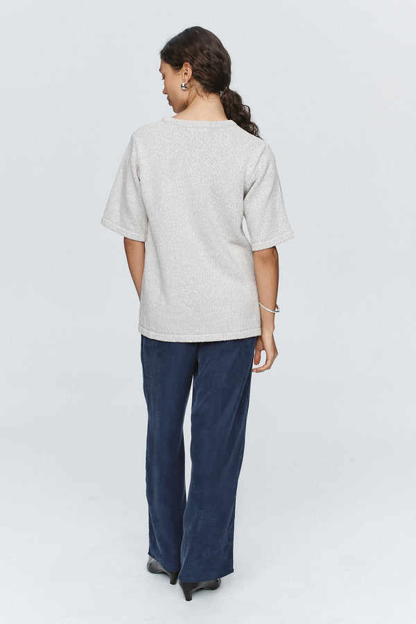 KENNA  KNIT TEE - GREY MARLE