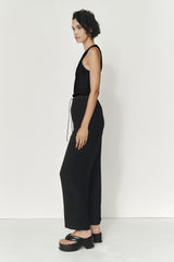 RENEE PANT - BLACK TEXTURED SILK