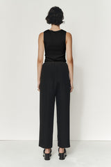 RENEE PANT - BLACK TEXTURED SILK